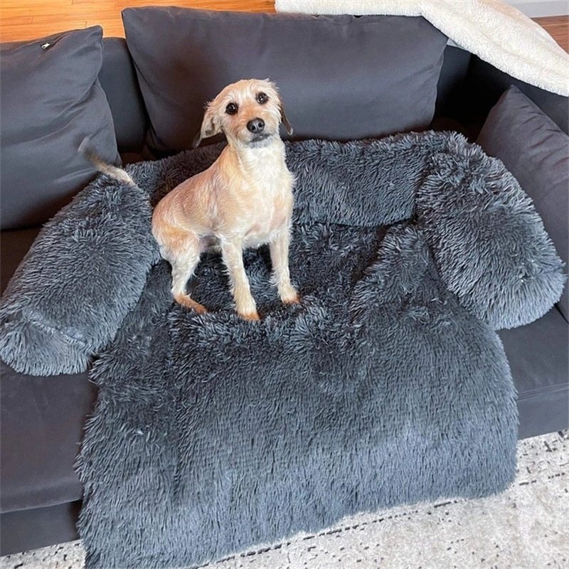 Fluffy Plush Dog Bed and Couch Cover - Image 2